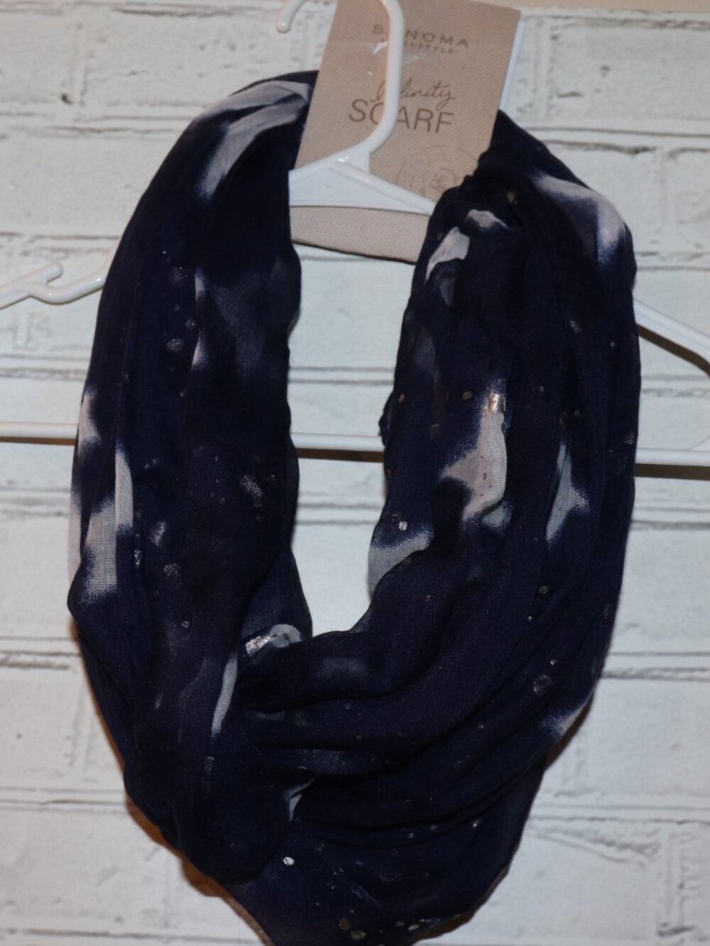 ⭐ Sonoma Life + Style Infinity Scarf · NWT · Navy/White/Silver